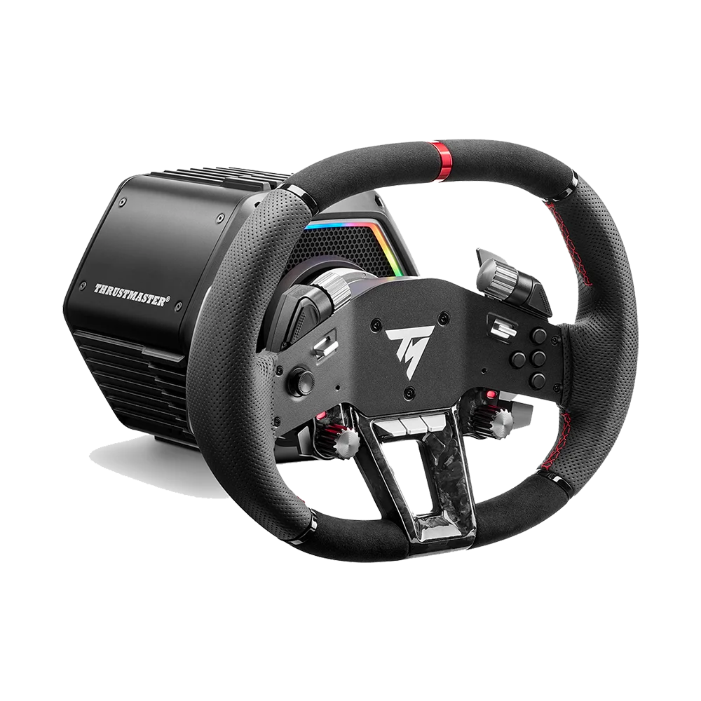 Thrustmaster T818 Black Edition Direct Drive wheelbase met hypercar stuur gemonteerd