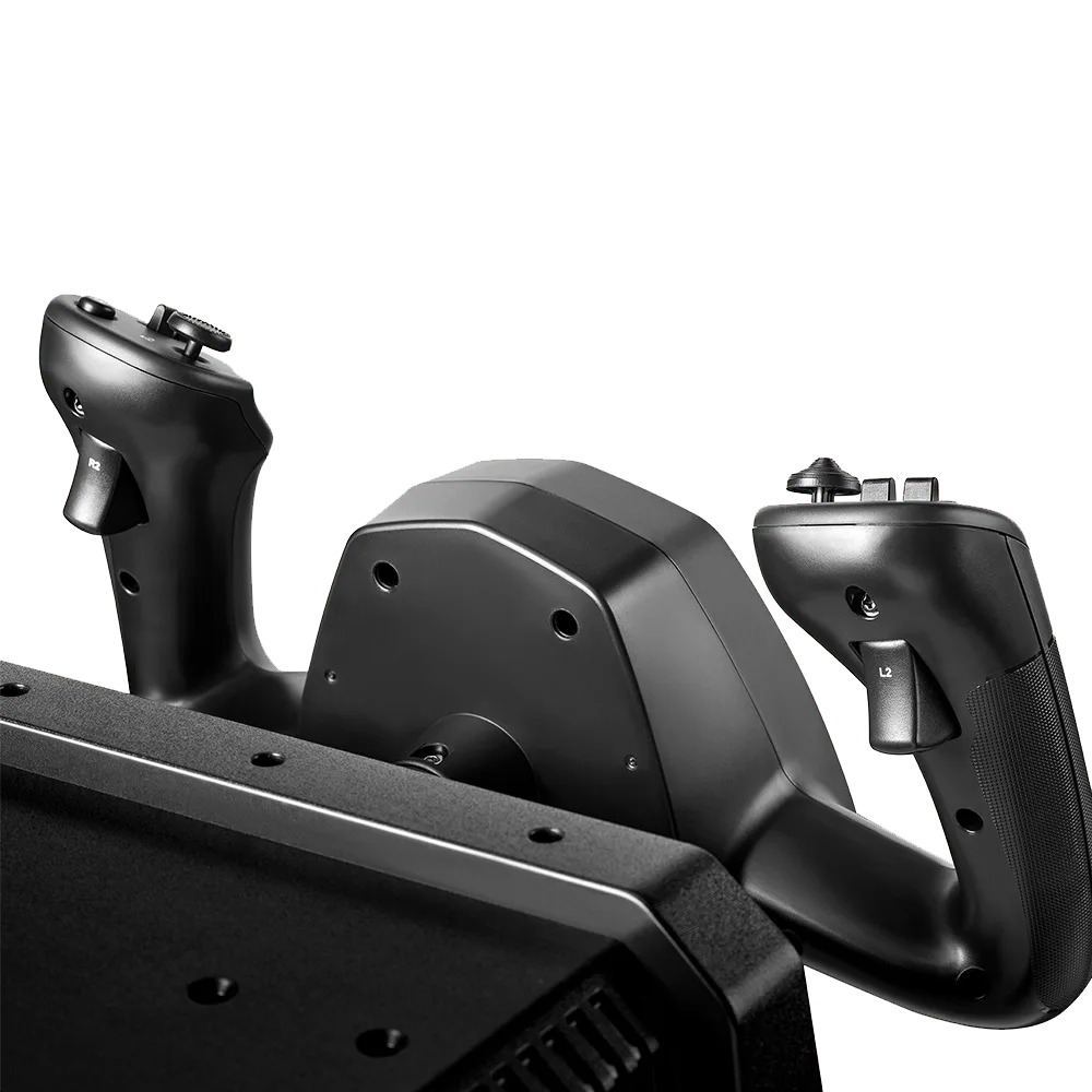 Achterzijde van de stuurhoorn en handgrepen van de Thrustmaster TCA Sky Yoke-P