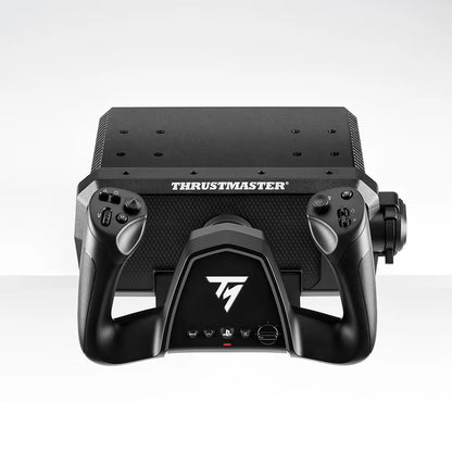 Thrustmaster TCA Sky Yoke-P van bovenaf met zicht op de stuurhoorn en basis
