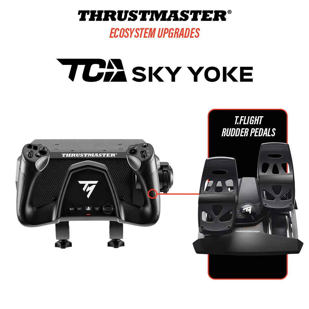 Thrustmaster TCA Sky Yoke-P met de optionele T.Flight Rudder Pedals