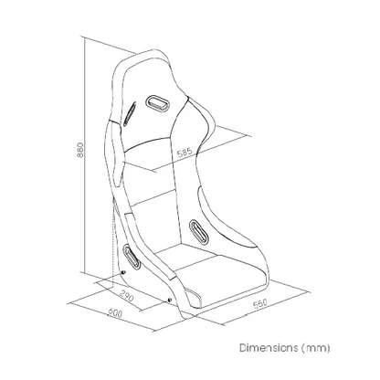 XXL Monzano fiberglas bucket seat afmetingen voor sim racing stoel