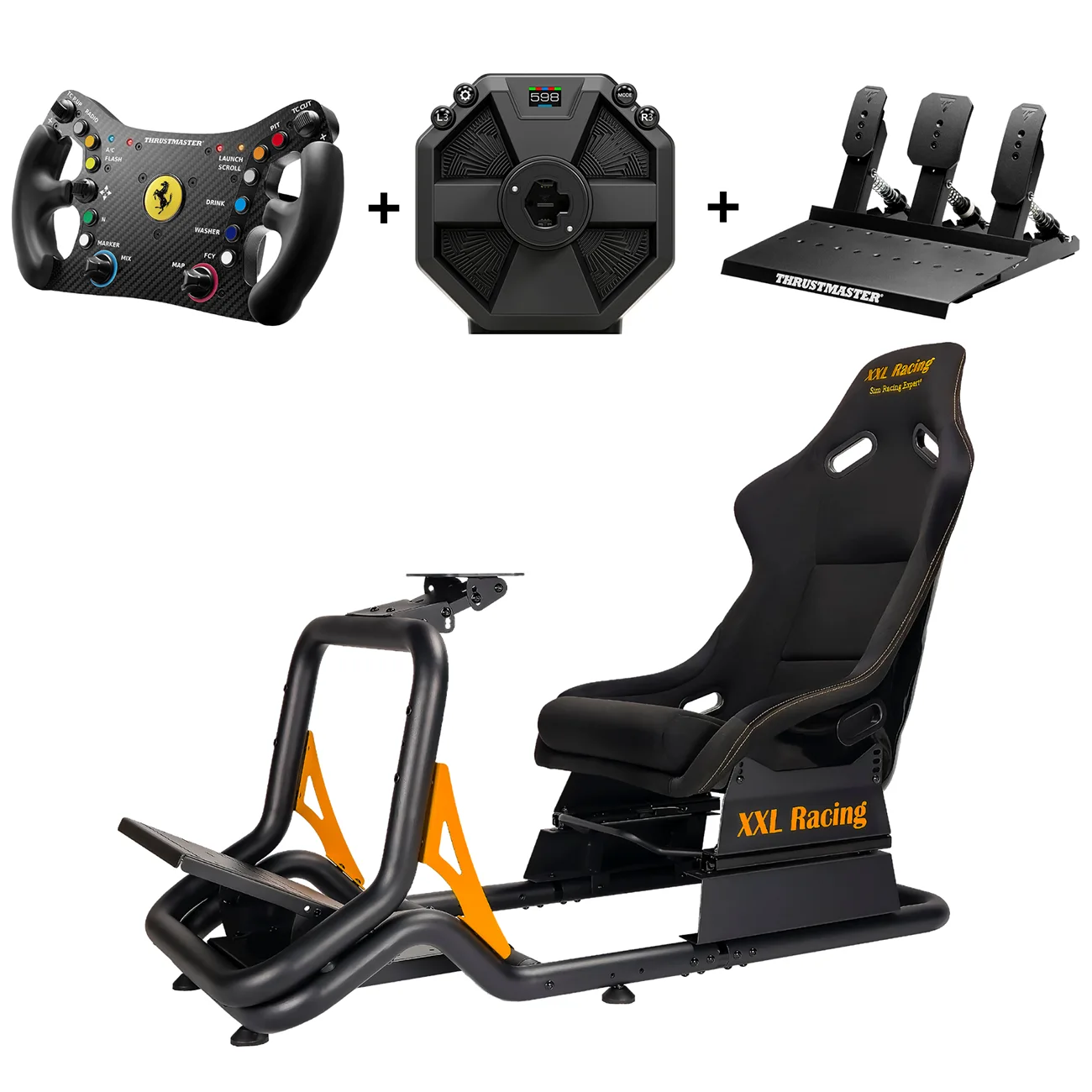 XXL Racing Competition V2 GT3 bundel met Thrustmaster T598 wheelbase, Ferrari 488 GT3 stuur en Raceline 3 pedalen