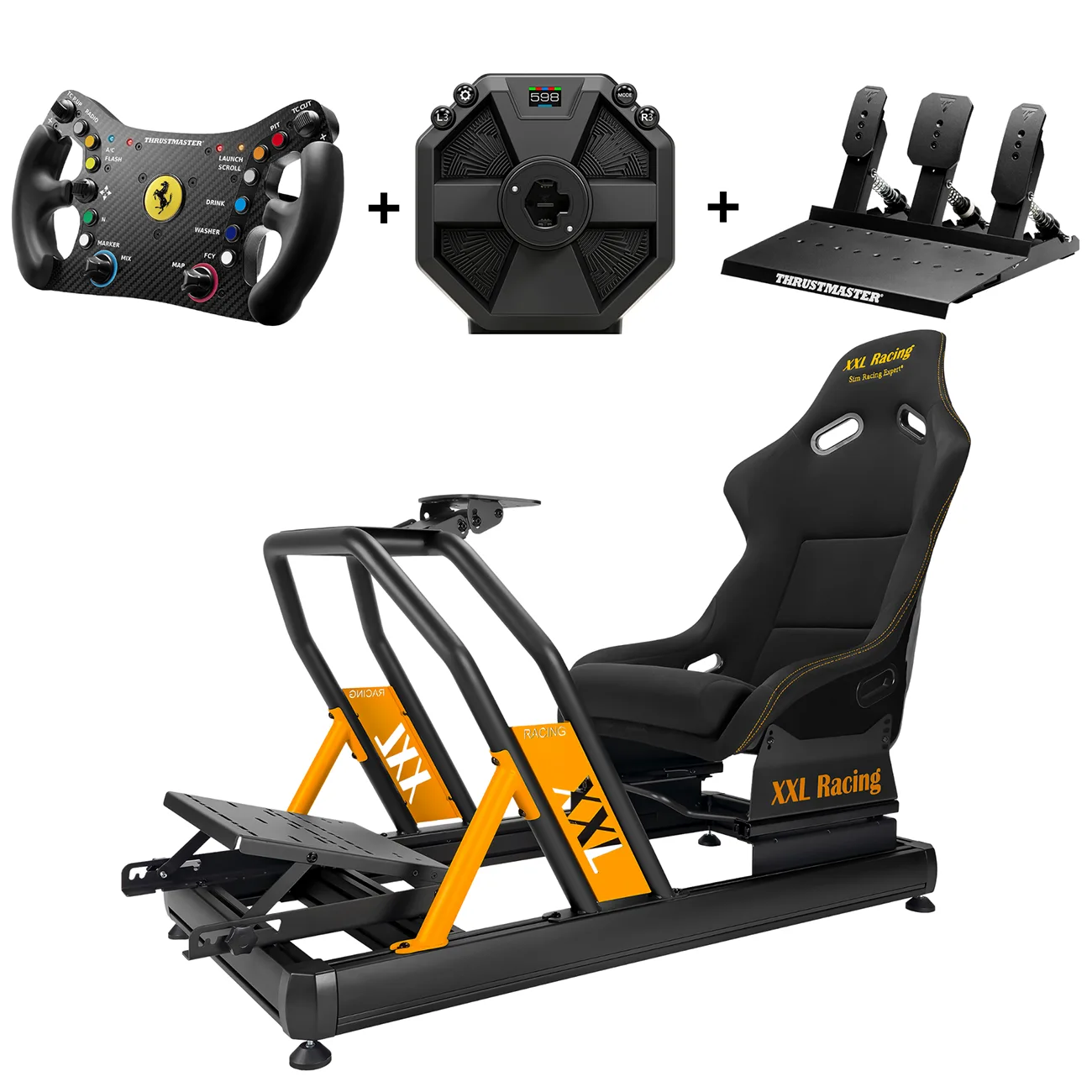XXL Racing Champion V2 GT3 bundel met Thrustmaster T598 wheelbase, Ferrari 488 GT3 stuur en Raceline 3 pedalen
