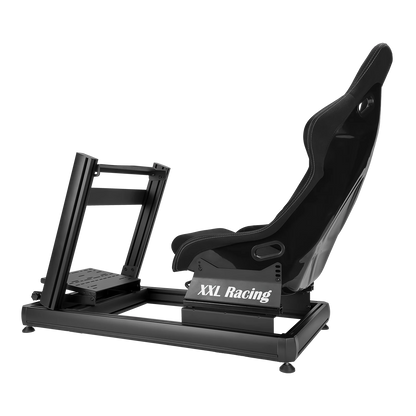 Zijaanzicht van de XXL Racing Monzano cockpit met fiberglas bucketseat en 4080 aluminium frame